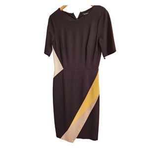 Blue and yellow sheath dress